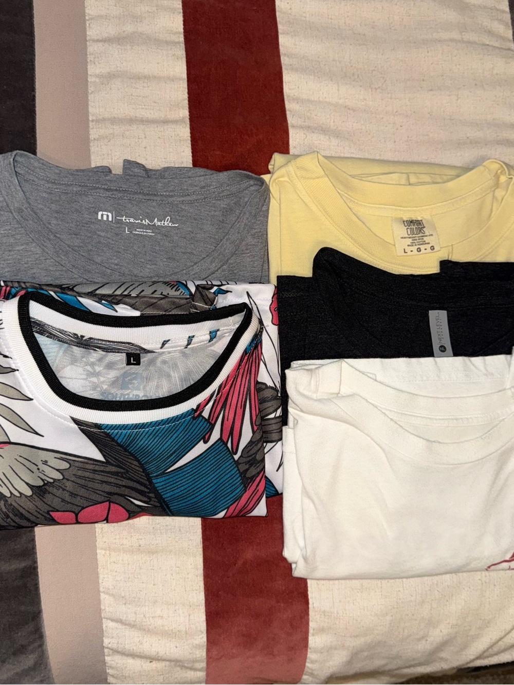 Mixed Men’s Tee Bundle — Floral Graphic, Gray, Yellow, Black, White